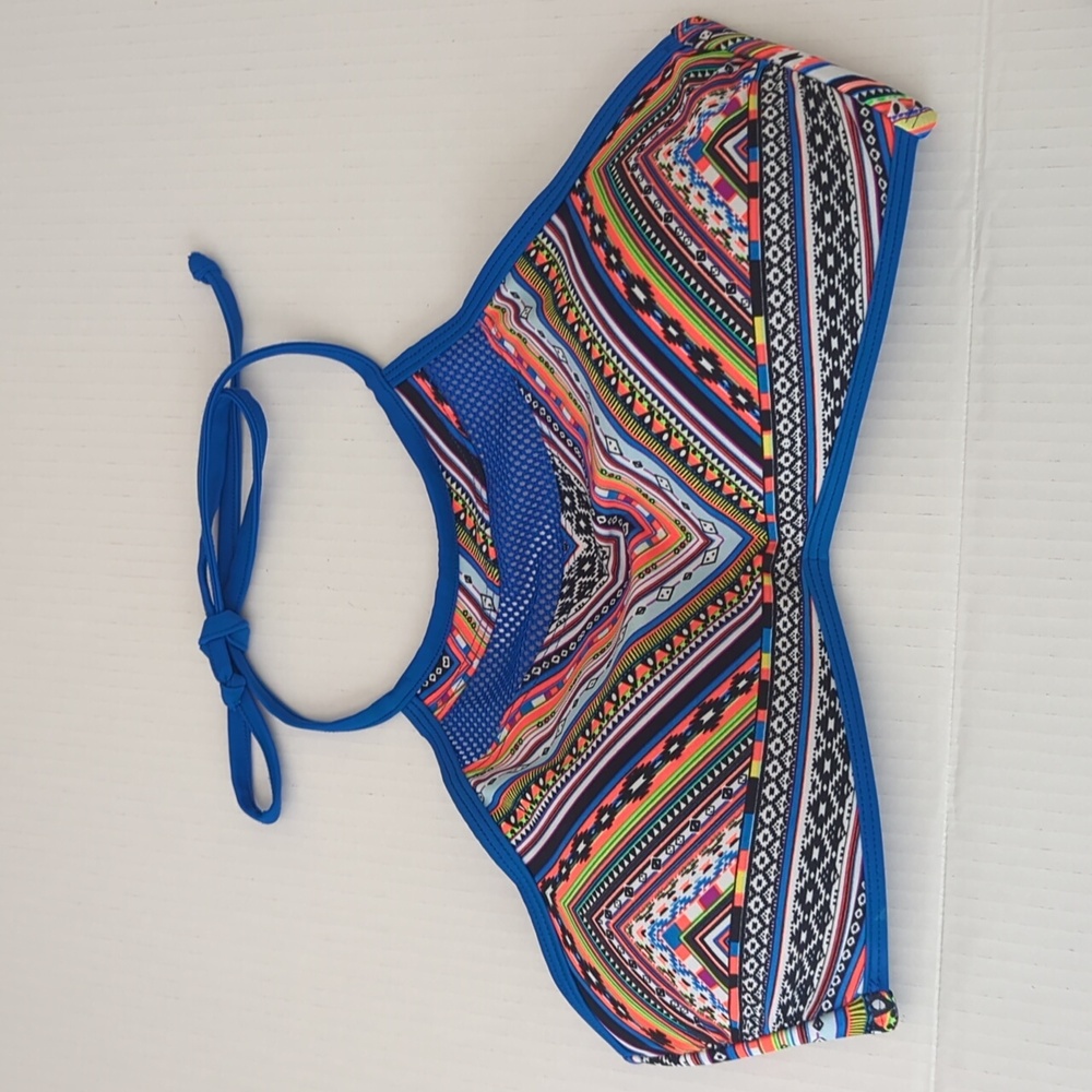 Tinibikini High Neck Aztec Print Padded Bikini. Swim Top Size Medium